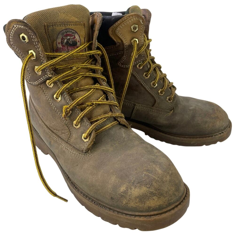 Brahma Mens Defender USA Leather Work Boot 2503286 Size 8 XW Grunge Construction